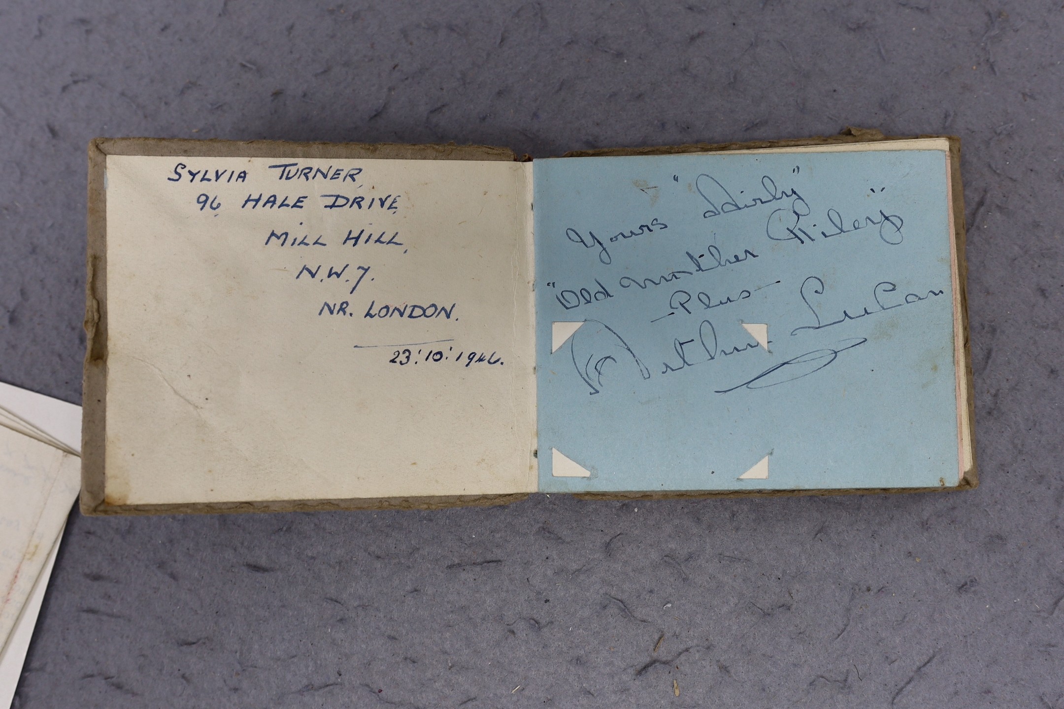 Football related: Autograph album of Wembley Lions Speedway stars and other signatures, circa 1946